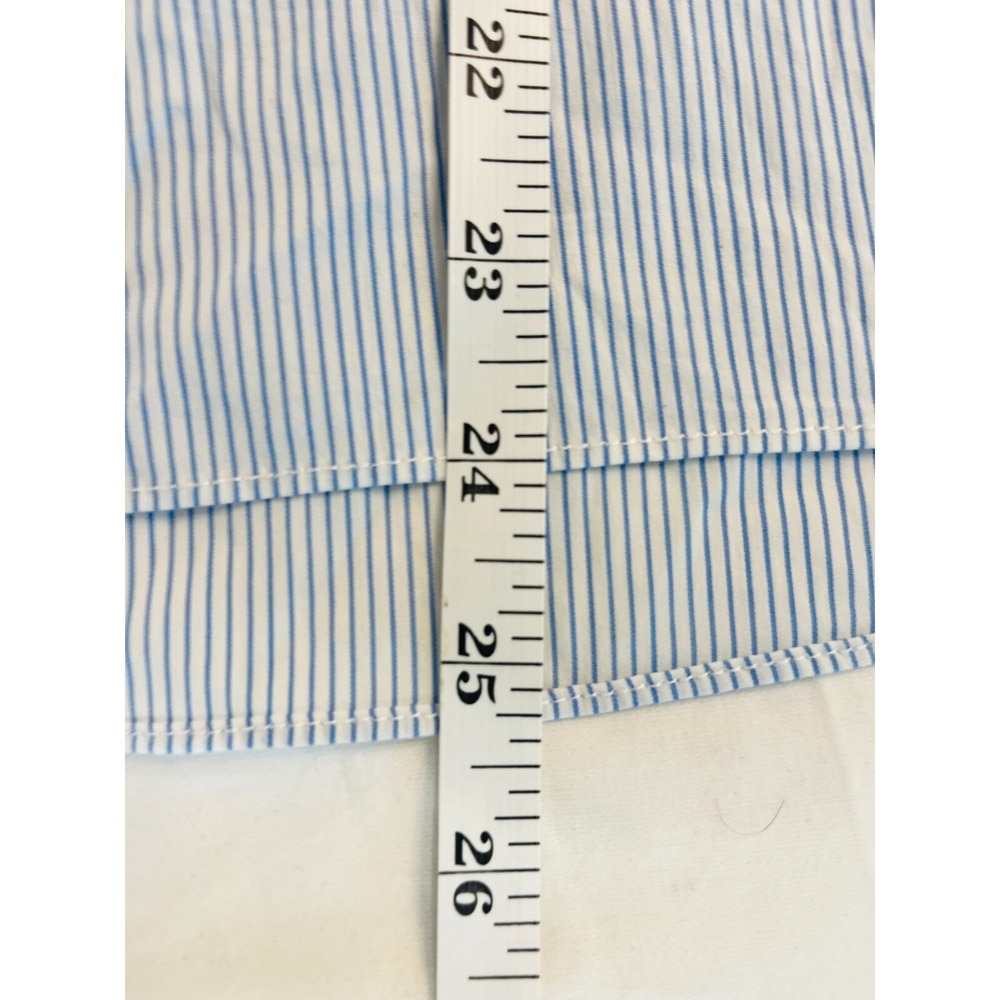 DO+BE Blue White Stripe Off Shoulder Blouse Tie Sleeve Balloon Hem Size Small - Picture 8 of 9